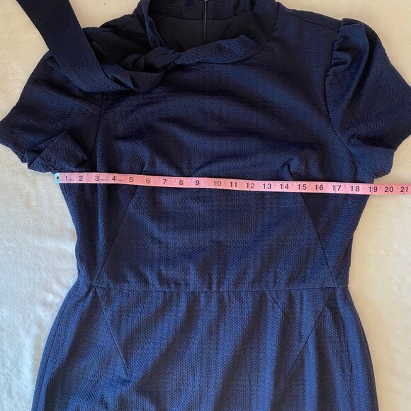 Margo Midi Short Sleeve Dress Navy Blue with Necktie. Size 14 - Picture 6 of 7